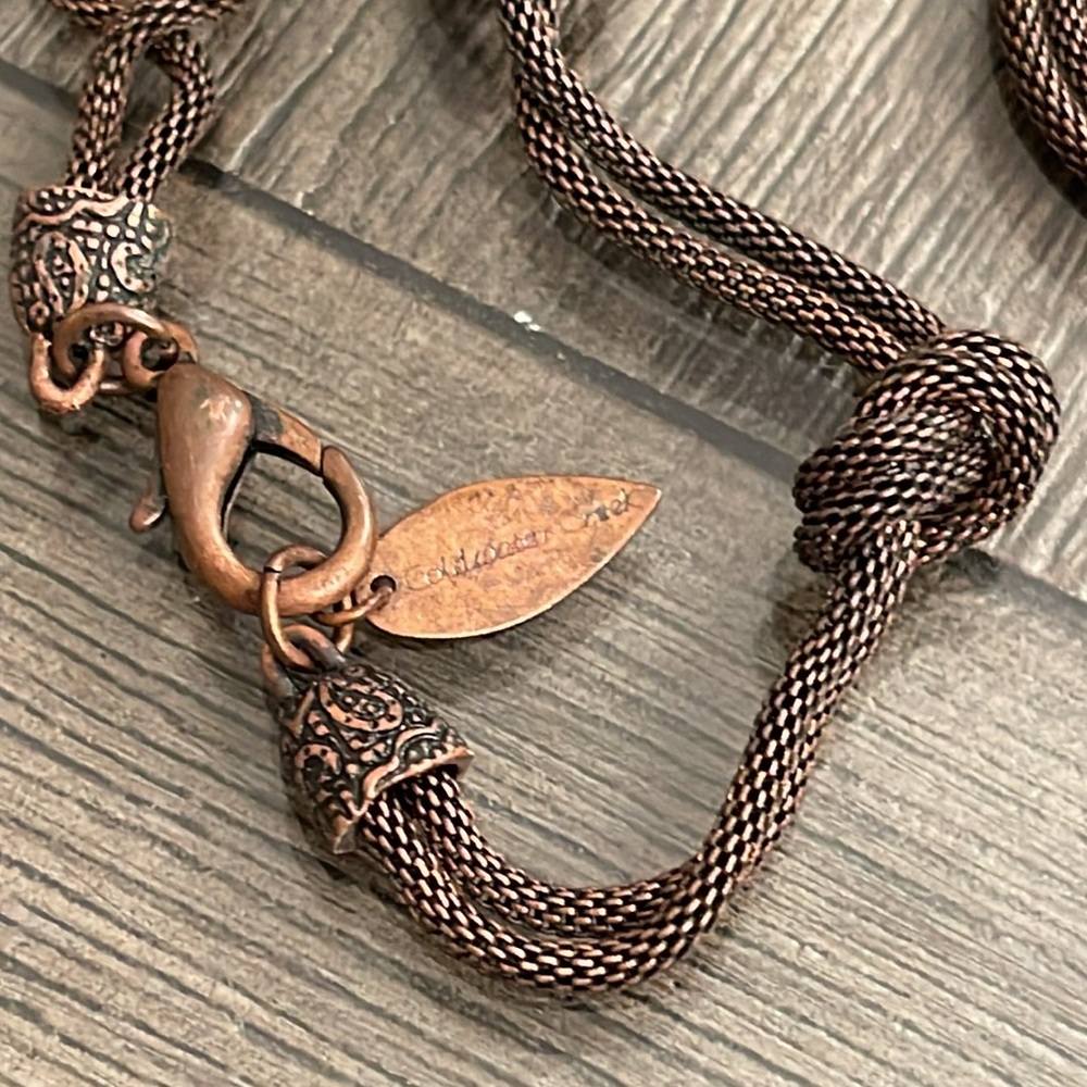 Coldwater Creek Copper Colored Murano Glass Beads & Antique Copper Chain - Picture 5 of 16
